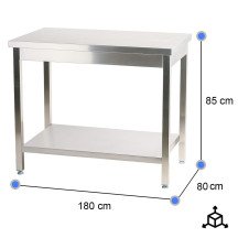 Mesa de Trabajo Acero Inoxidable para Hostelria 1800x800 mm | CLEITON Profesional