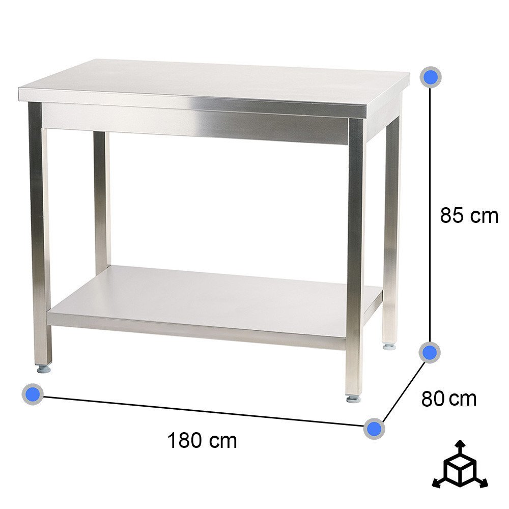 Mesa de Trabajo Acero Inoxidable para Hostelria 1800x800 mm | CLEITON Profesional