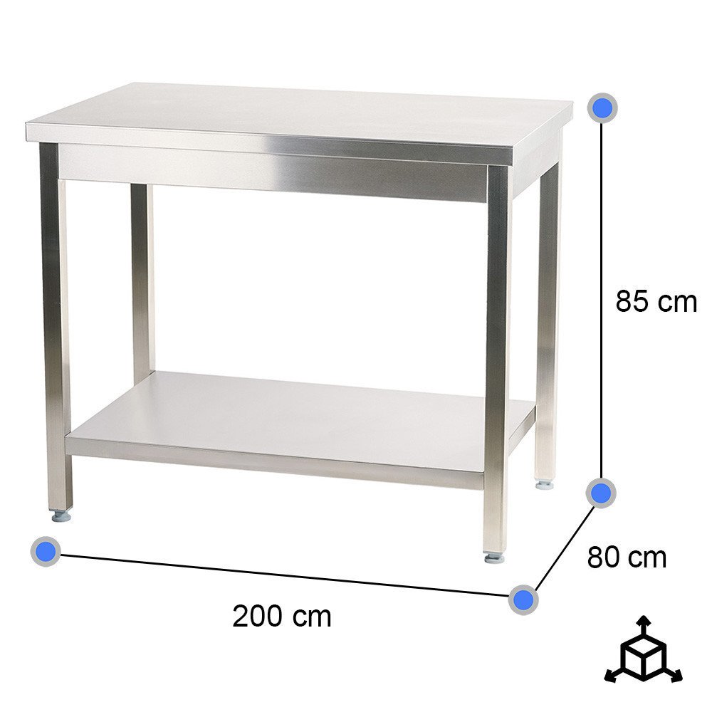 Mesa de Trabajo Acero Inoxidable para Hostelria 2000x800 mm | CLEITON Profesional