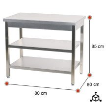 Mesa de Trabajo Acero Inoxidable para Hostelria 800x800 mm | ROMUX Profesional