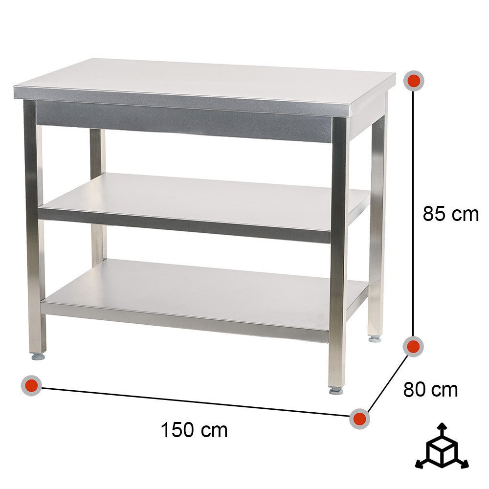 Mesa de Trabajo Acero Inoxidable para Hostelria 1500x800 mm | ROMUX Profesional