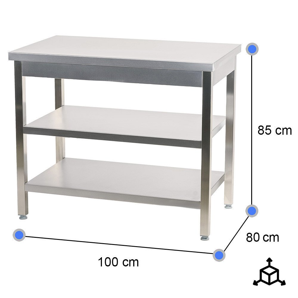 Mesa de Trabajo Acero Inoxidable para Hostelria 1000x800 mm | CLEITON Profesional