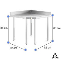 Mesa de Trabajo Acero Inoxidable Mural corner sin Estante para Hostelria 600x600 mm | CLEITON Profesional