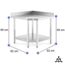 Mesa de Trabajo Acero Inoxidable Mural corner con 1 Estante para Hostelria 600x600 mm | CLEITON Profesional