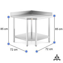Mesa de Trabajo Acero Inoxidable Mural corner con 1 Estante para Hostelria 600x600 mm | CLEITON Profesional