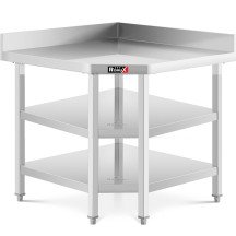 Mesa de Trabajo Acero Inoxidable Mural corner con 2 Estantes para Hostelria 600x600 mm | ROMUX Profesional