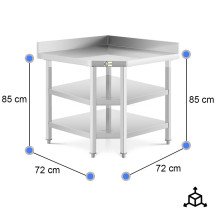 Mesa de Trabajo Acero Inoxidable Mural corner con 2 Estantes para Hostelria 600x600 mm | CLEITON Profesional