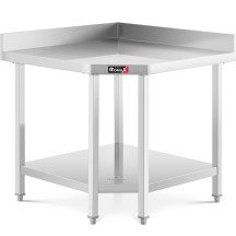 Mesa de Trabajo Acero Inoxidable Mural corner con 1 Estante para Hostelria 600x600 mm | ROMUX Profesional