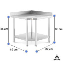 Mesa de Trabajo Acero Inoxidable Mural corner con 1 Estante para Hostelria 600x600 mm | CLEITON Profesional