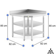 Mesa de Trabajo Acero Inoxidable Mural corner con 2 Estantes para Hostelria 600x600 mm | CLEITON Profesional