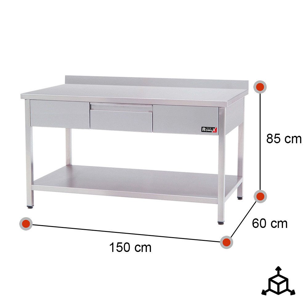 Mesa Mural Desmontable 1200x600x850mm Romux | Equipamiento Industrial