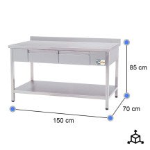 Mesa Mural 1500x700mm 2 Cajones Cleiton | Equipamiento Industrial