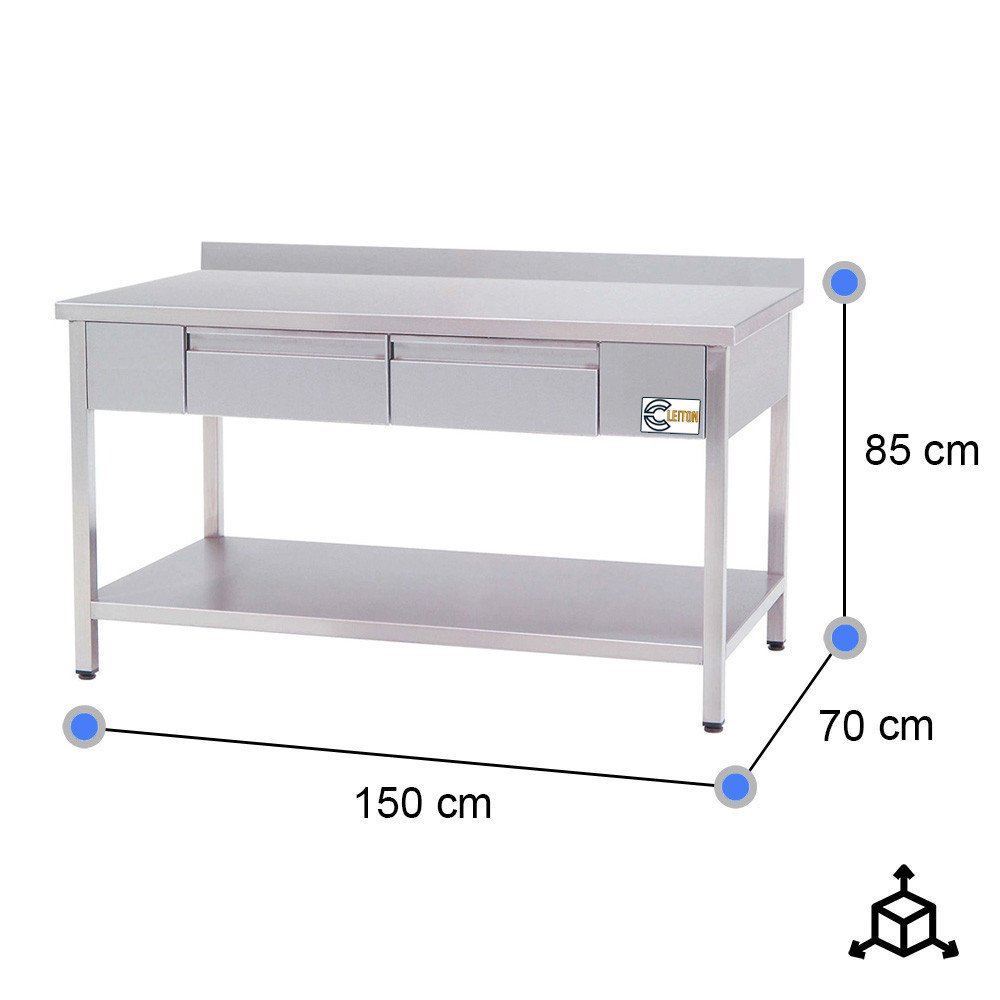 Mesa Mural 1500x700mm 2 Cajones Cleiton | Equipamiento Industrial