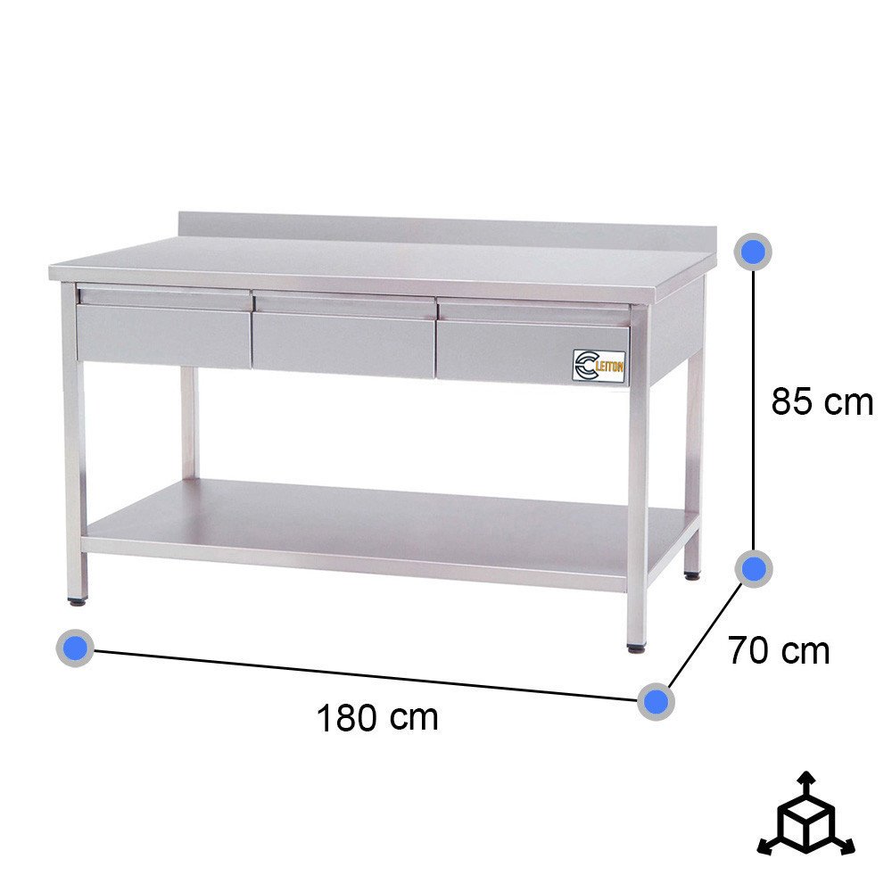 Mesa Mural con 3 Cajones 1800x700 mm | Equipamiento Industrial
