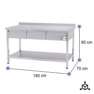 Mesa Mural con 3 Cajones 1800x700 mm | Equipamiento Industrial