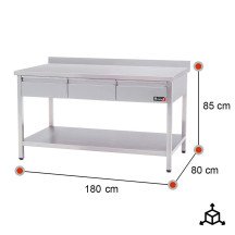 Mesa Mural 1800x800mm con 3 Cajones | Equipamiento Industrial