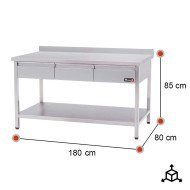 Mesa Mural 1800x800mm con 3 Cajones | Equipamiento Industrial