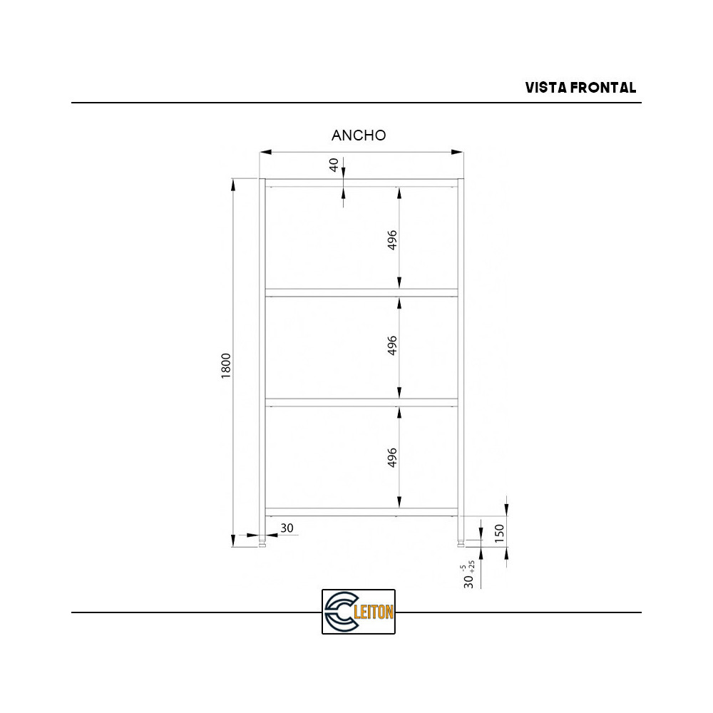 Estantería de Pie 4 Estantes 1000x500x1800 mm | Equipamiento Industrial