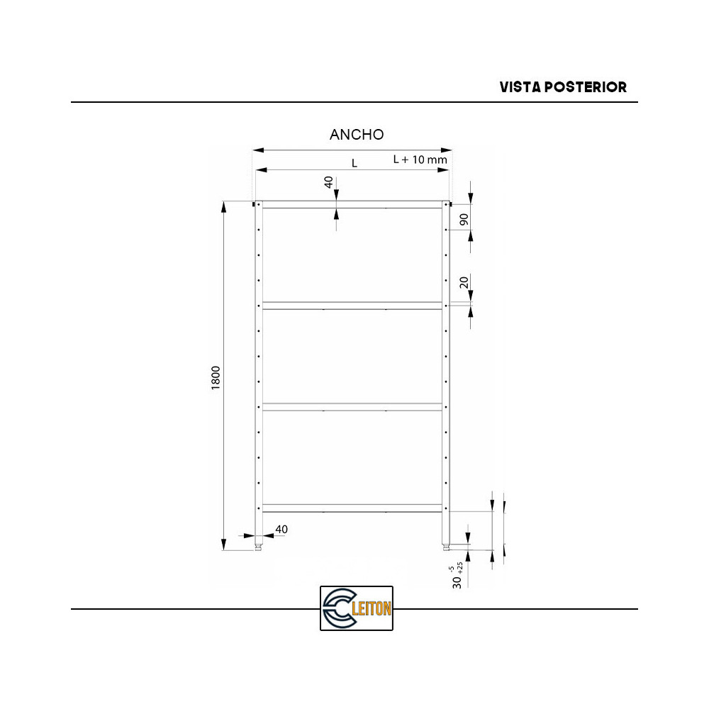 Estantería de Pie 4 Estantes 1200x500x1800mm | Gastroten