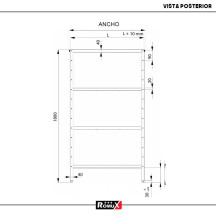 Estantería de Pie 4 Estantes 1400x500x1800 mm Romux | Equipamiento Industrial