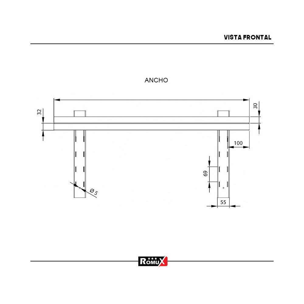 Estante de Pared Ajustable 800x300mm Romux | Equipamiento Industrial
