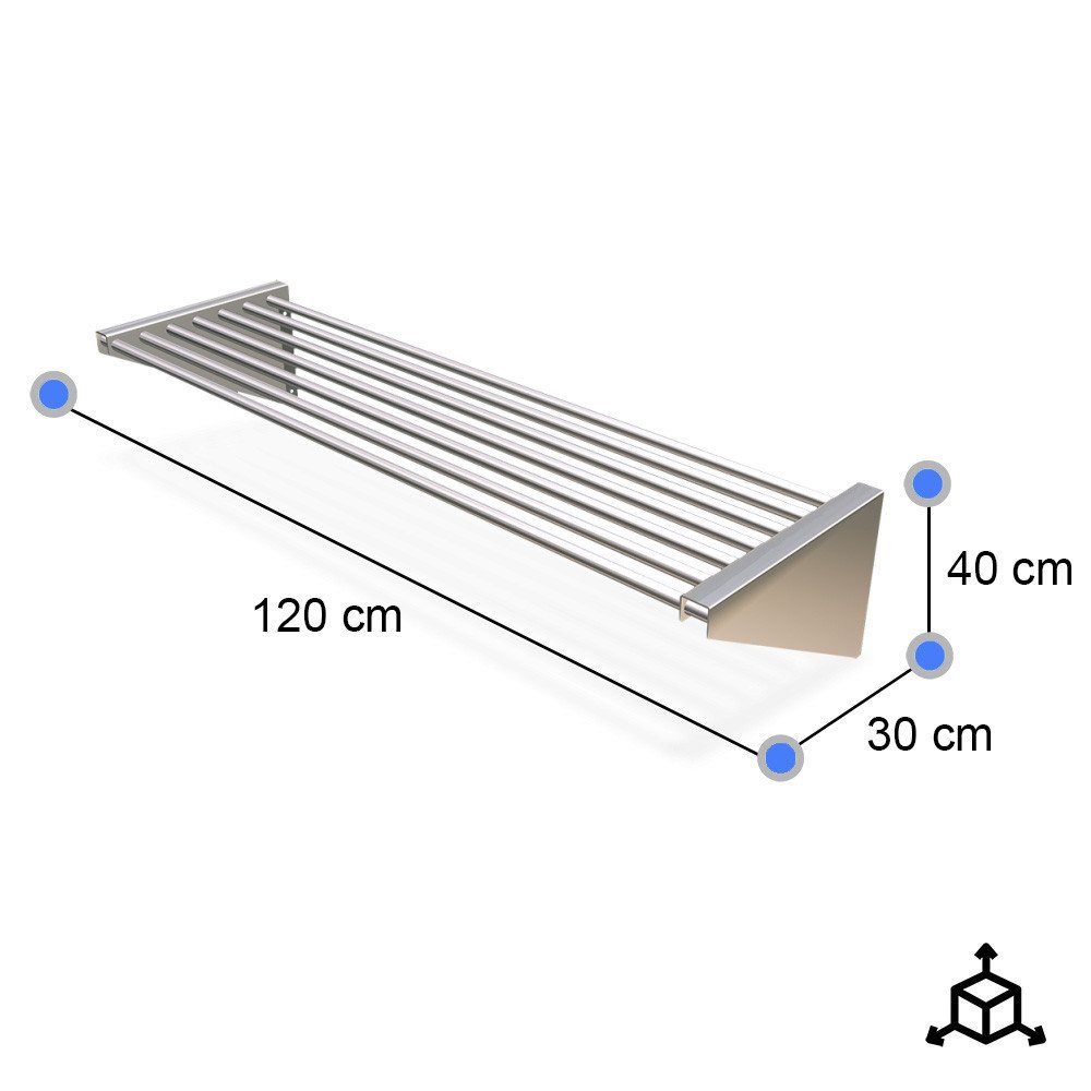 Estante de Pared Simple Ajustable 1200x300mm | Gastroten