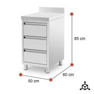 Cajonera Mural 3 Cajones 500x600x850 mm Romux | Equipamiento Industrial