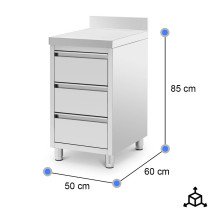 Cajonera Mural 3 Cajones 500x600x850 mm | Gastroten