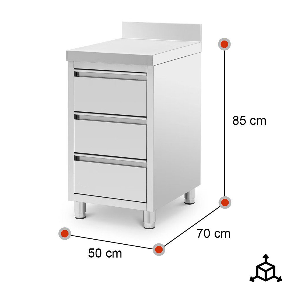 Cajonera Mural 3 Cajones 500x700x850 mm Romux | Equipamiento Industrial