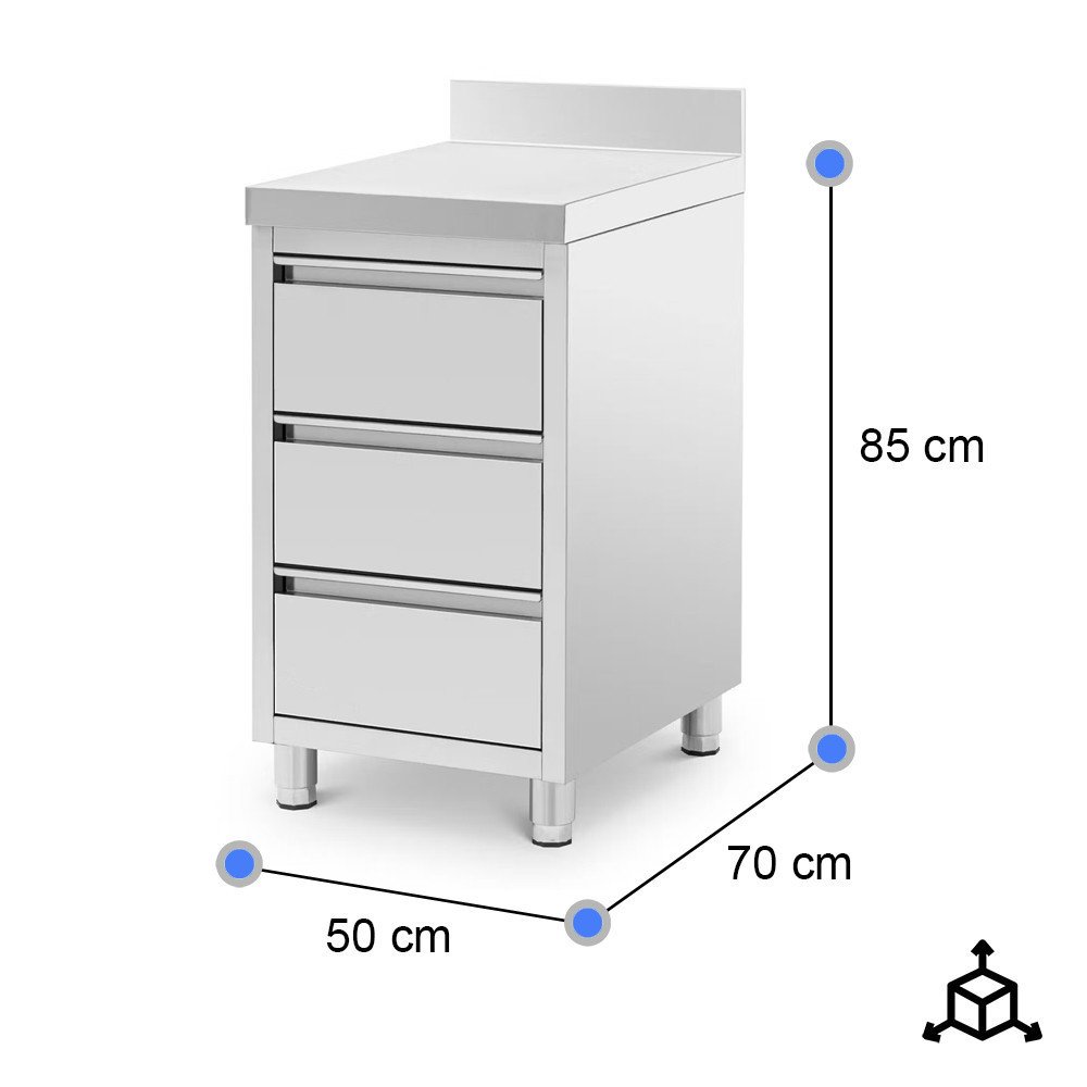 Cajonera Mural 3 Cajones 500x700x850mm | Equipamiento Industrial