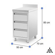 Cajonera Mural 3 Cajones 500x700x850mm | Equipamiento Industrial