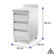 Cajonera Mural 3 Cajones 500x800x850 mm | Equipamiento Industrial