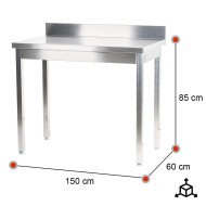 Mesa Mural Desmontable 1500x600x850mm | Gastrotecnología