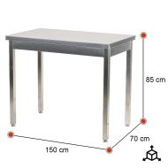 Mesa de Trabajo Acero Inoxidable para Hostelria 1500x700 mm | ROMUX Profesional