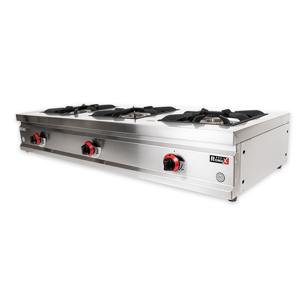 Cocina Industrial 3 Fuegos Gas 132x50 cm Romux | Equipamiento Industrial