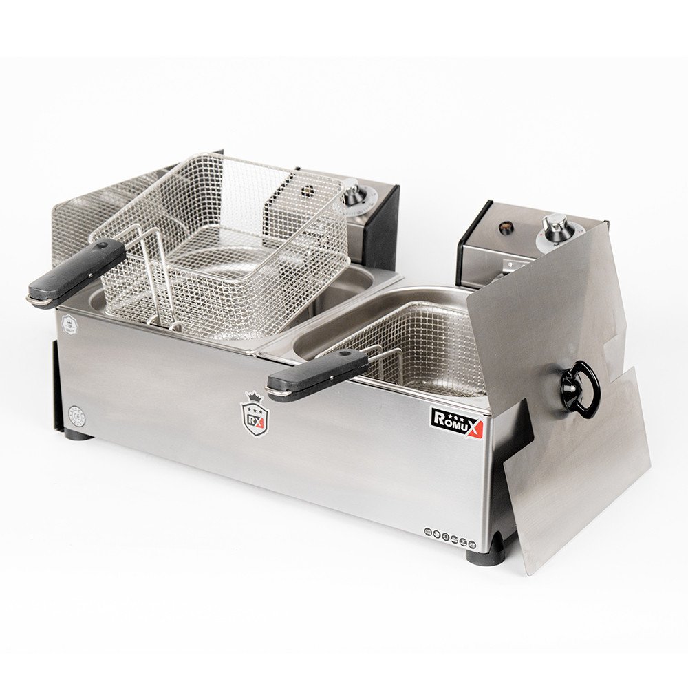 Freidora Industrial Eléctrica 8+8L Sobremesa Romux | Equipamiento Industrial