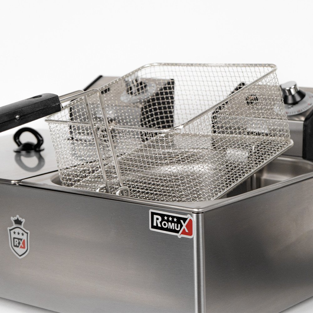 Freidora Industrial Eléctrica 8+8L Sobremesa Romux | Equipamiento Industrial