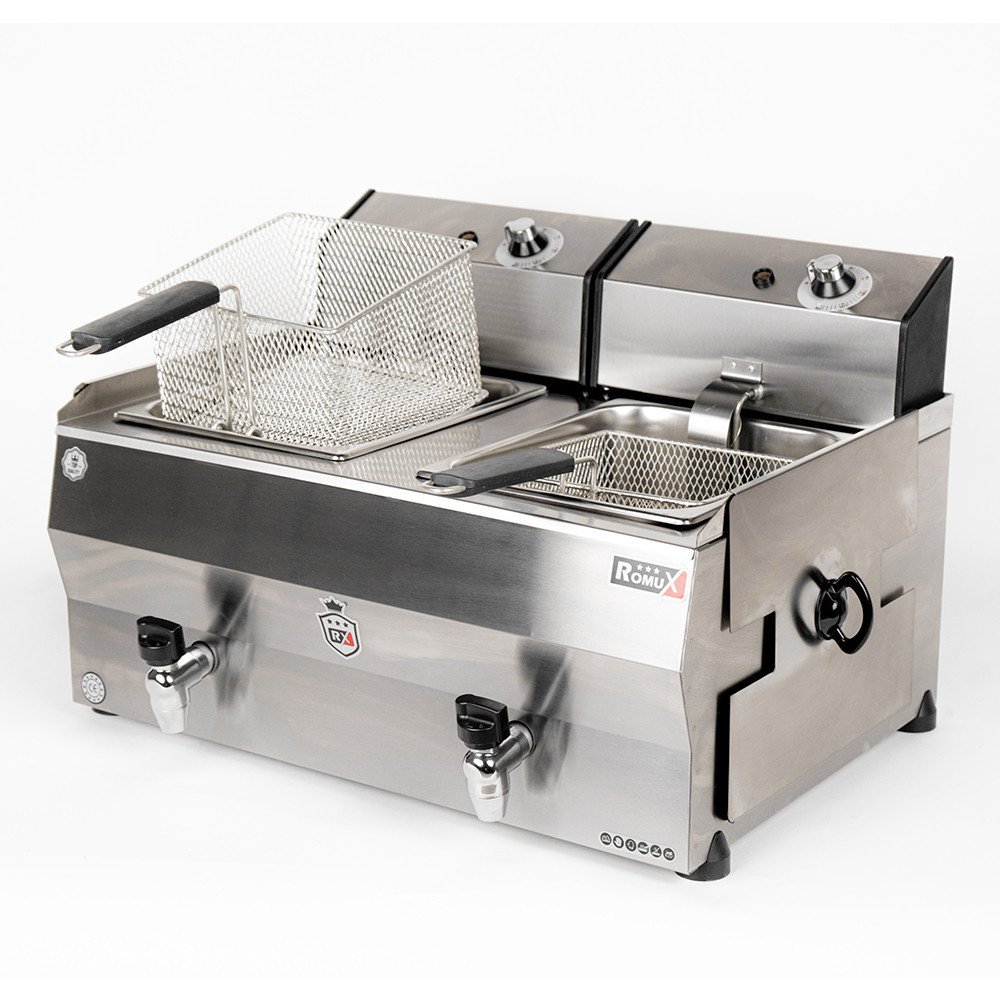Freidora Industrial Eléctrica 10+10L Sobremesa Romux | Equipamiento Industrial