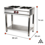 Cocina Industrial 2 Fuegos Gas 90x55cm Romux | Equipamiento Industrial
