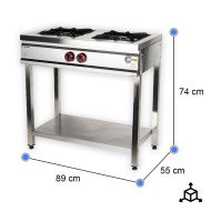 Cocina Industrial 2 Fuegos a Gas 90x55 cm | Gastroten