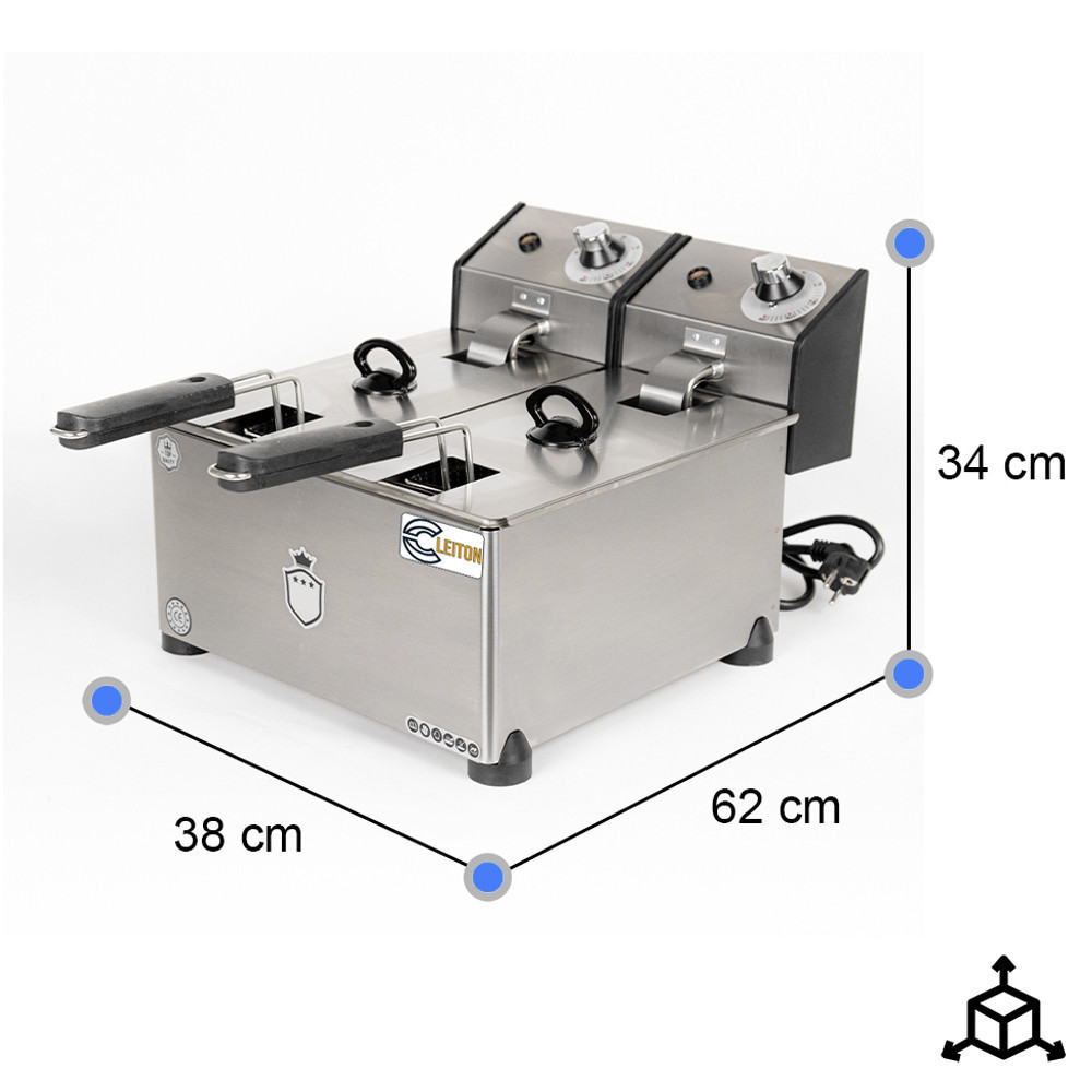 Freidora Industrial Eléctrica Doble 3+3L Cleiton | Equipamiento Industrial