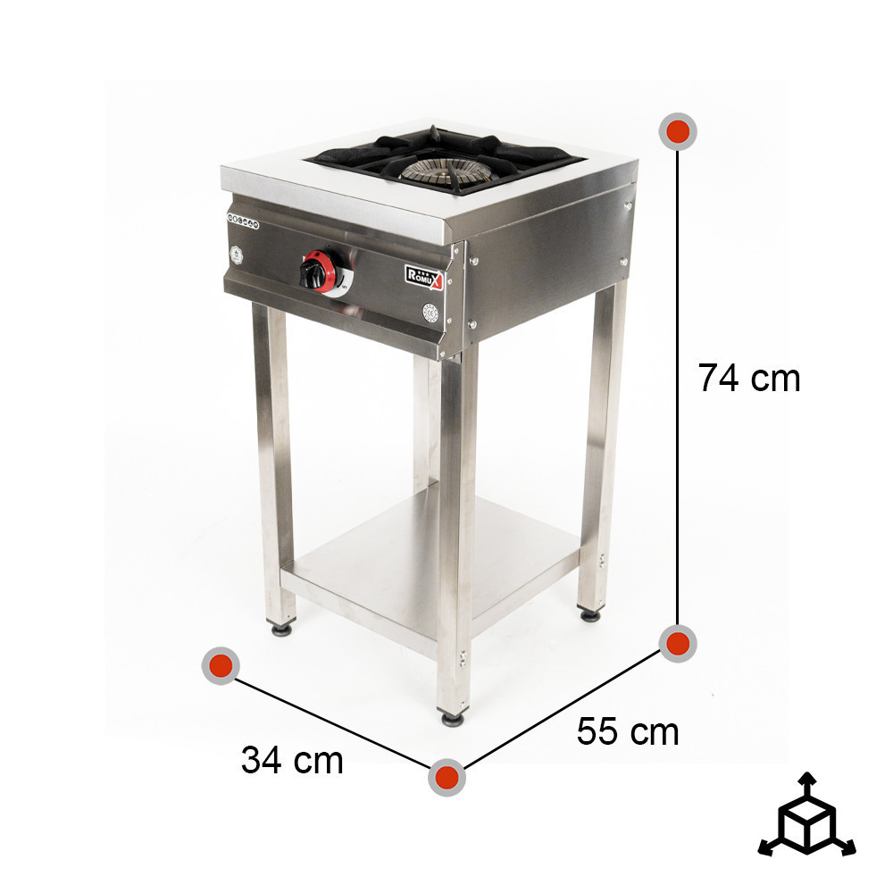 Cocina Industrial 1 Fuego a Gas 35x55 cm Romux | Equipamiento Industrial