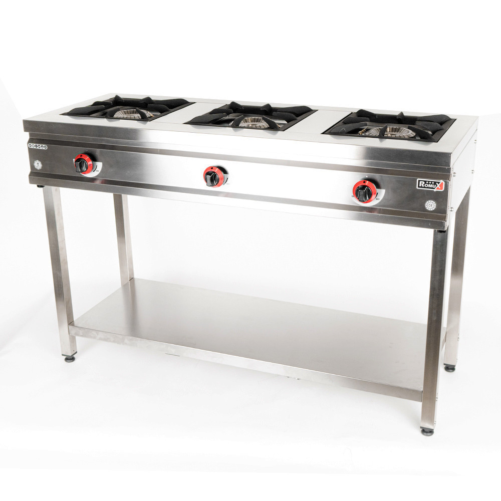 Cocina Industrial 3 Fuegos Gas 139x55 cm Romux | Equipamiento Industrial