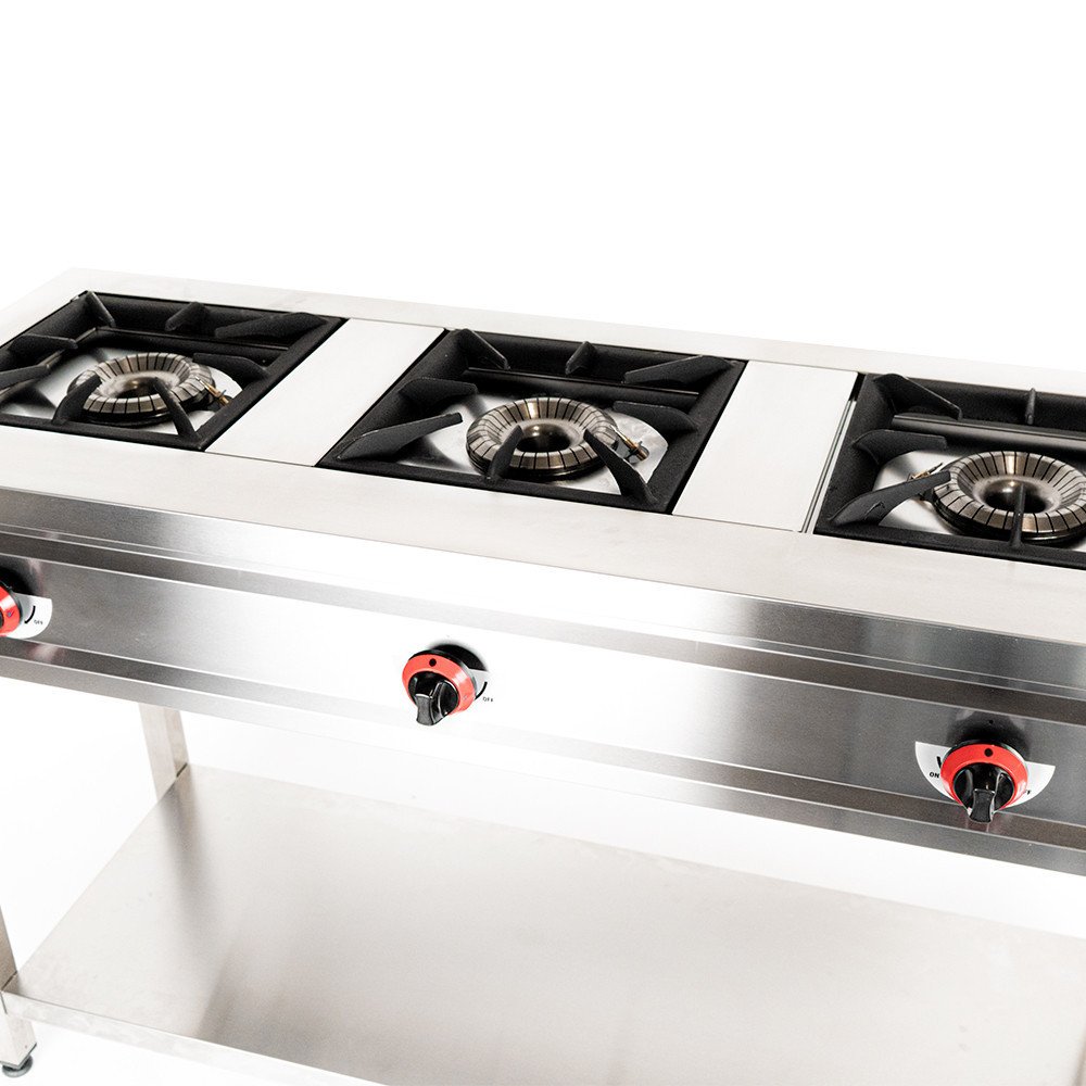 Cocina Industrial 3 Fuegos Gas Horizontal 139x55 cm | Gastroten