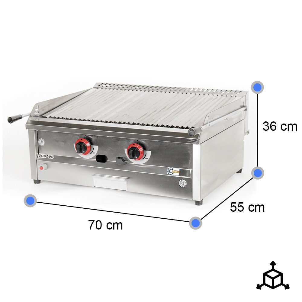 Barbacoa Industrial Gas 70cm Piedra Volcánica | Gastroten