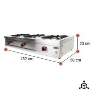 Cocina Industrial 3 Fuegos Gas 132x50 cm Romux | Equipamiento Industrial