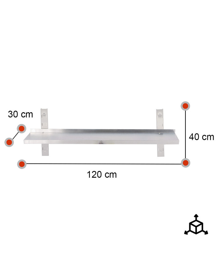Estante de Pared Ajustable 1200x400 mm | Gastroten