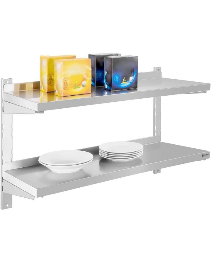 Estante de Pared Doble Liso Ajustable 1200x650 | Gastroten