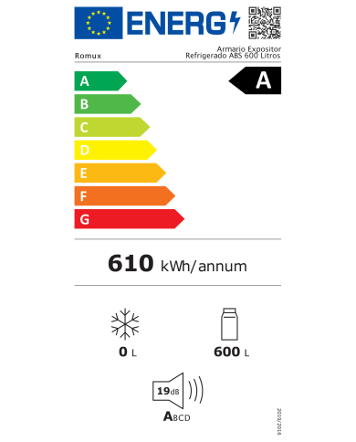 Armario Expositor Refrigerado 600 Litros Romux | Frío Industrial