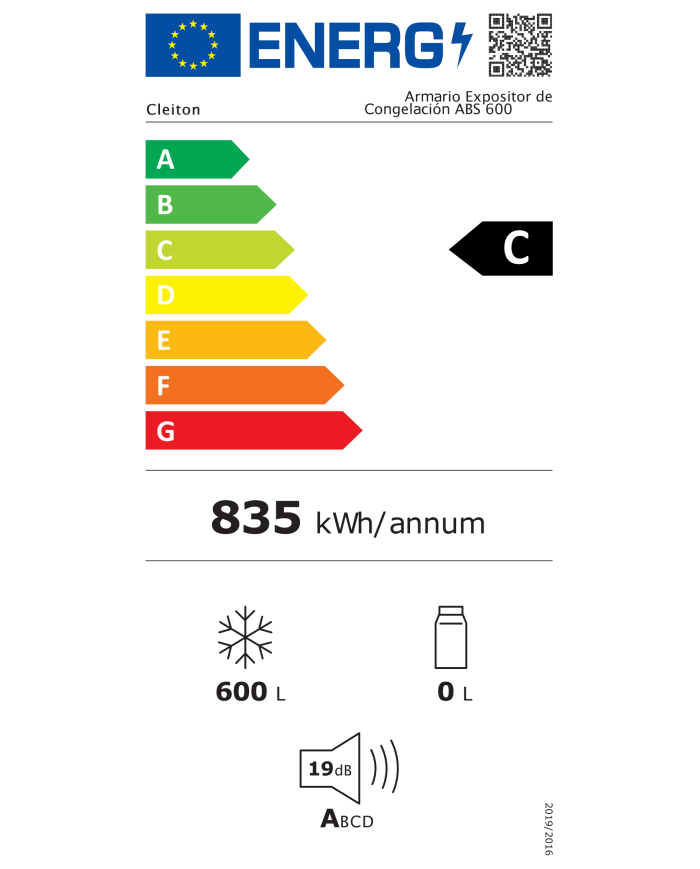 Armario Expositor Congelación 600L 1 Puerta | Gastroten